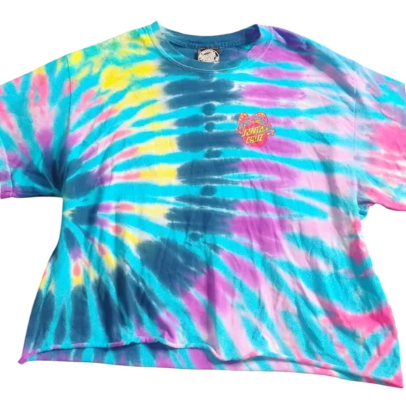 SANTA CRUZ Skateboards VINTAGE 90s Y2K UNISEX Men's (M) Women's (L) Tie-Dye Crop - Picture 10 of 12